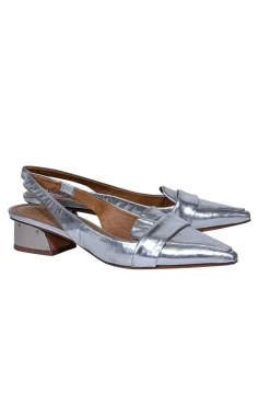 Tory Burch - Silver Metallic Slingback Low Pumps Sz 5.5