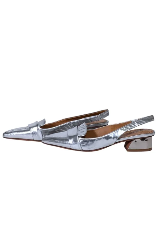 Tory Burch - Silver Metallic Slingback Low Pumps Sz 5.5