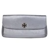 Tory Burch - Silver Textured Leather Clasped Clutch