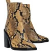 Tory Burch - Tan & Black Snakeskin Embossed Mid-Calf Heeled Booties Sz 9.5
