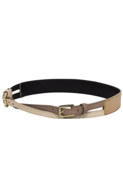 Tory Burch - Tan, Beige & Light Brown Colorblocked Double Buckle Belt Sz XXS