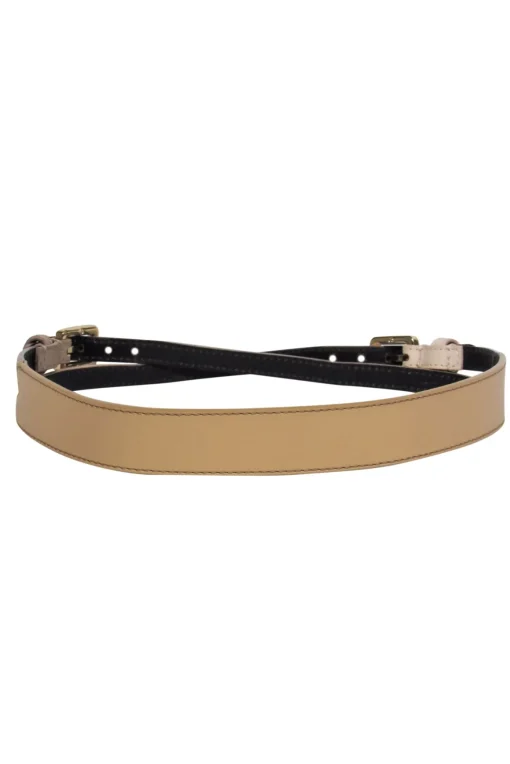 Tory Burch - Tan, Beige & Light Brown Colorblocked Double Buckle Belt Sz XXS