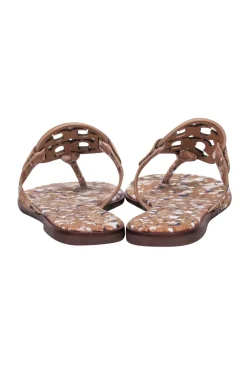 Tory Burch - Tan Cork w/ Navy & Pink Paint Splatter Thong Sandals Sz 7
