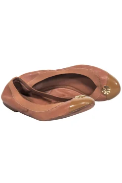 Tory Burch - Tan Leather Cap Toe Ballet Flats Sz 9