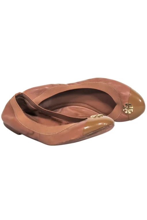 Tory Burch - Tan Leather Cap Toe Ballet Flats Sz 9