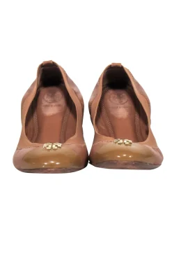 Tory Burch - Tan Leather Cap Toe Ballet Flats Sz 9