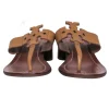 Tory Burch - Tan Logo Thong Leather Sandals w/ Block Heel Sz 7.5