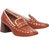 Tory Burch - Tan Studded Leather Heeled Loafers Sz 9.5