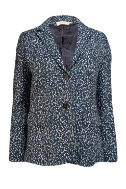 Tory Burch - Teal, Blue, & White Confetti Jacquard Blazer Sz 4