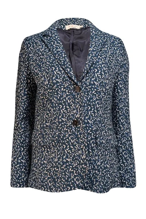 Tory Burch - Teal, Blue, & White Confetti Jacquard Blazer Sz 4