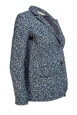 Tory Burch - Teal, Blue, & White Confetti Jacquard Blazer Sz 4
