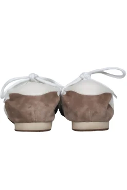 Tory Burch - White & Brown Leather & Suede “Tory” Sneakers w/ Leather Trim & Logo Sz 8