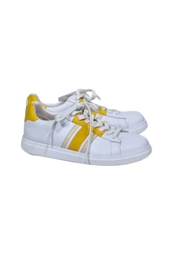 Tory Burch - White & Yellow Leather Sneakers Sz 8.5