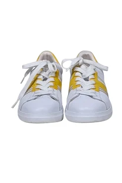 Tory Burch - White & Yellow Leather Sneakers Sz 8.5