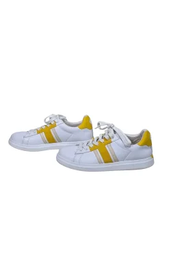 Tory Burch - White & Yellow Leather Sneakers Sz 8.5