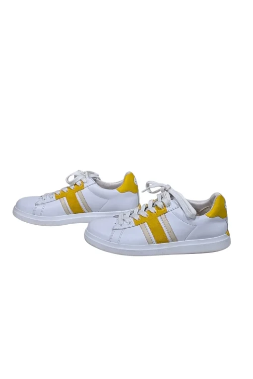 Tory Burch - White & Yellow Leather Sneakers Sz 8.5