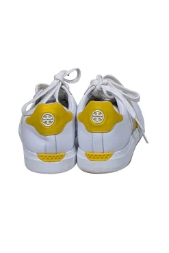 Tory Burch - White & Yellow Leather Sneakers Sz 8.5