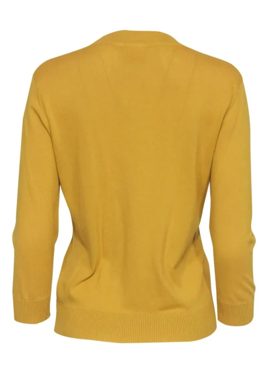 Tory Burch - Yellow Button-Up Cotton Cardigan w/ Logo Buttons Sz M