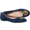 Tory Burch- Navy Suede Ballet Flats w/ Gold-Tone Logo Sz 8