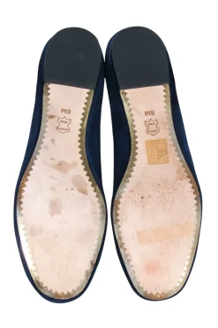 Tory Burch- Navy Suede Ballet Flats w/ Gold-Tone Logo Sz 8
