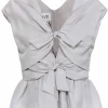 Tove - Beige Bow Front Off the Shoulder Top Sz 8