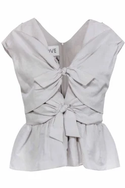 Tove - Beige Bow Front Off the Shoulder Top Sz 8