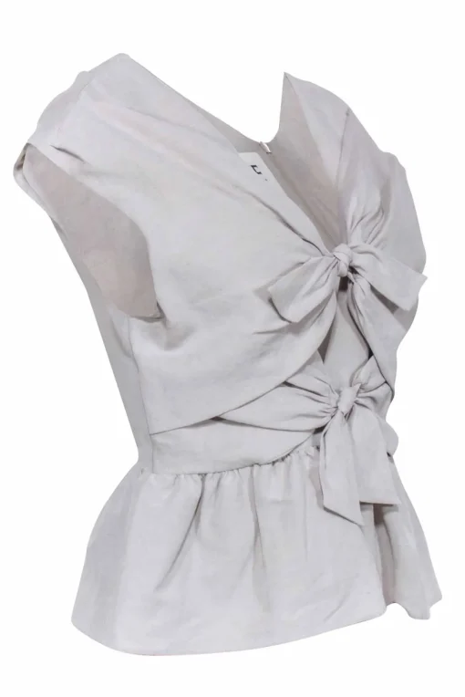 Tove - Beige Bow Front Off the Shoulder Top Sz 8