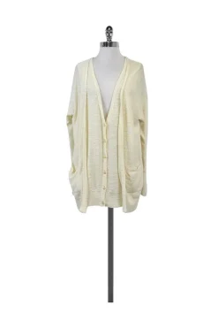Tracy Reese - Cream Textured Double Placket Cardigan Sz S