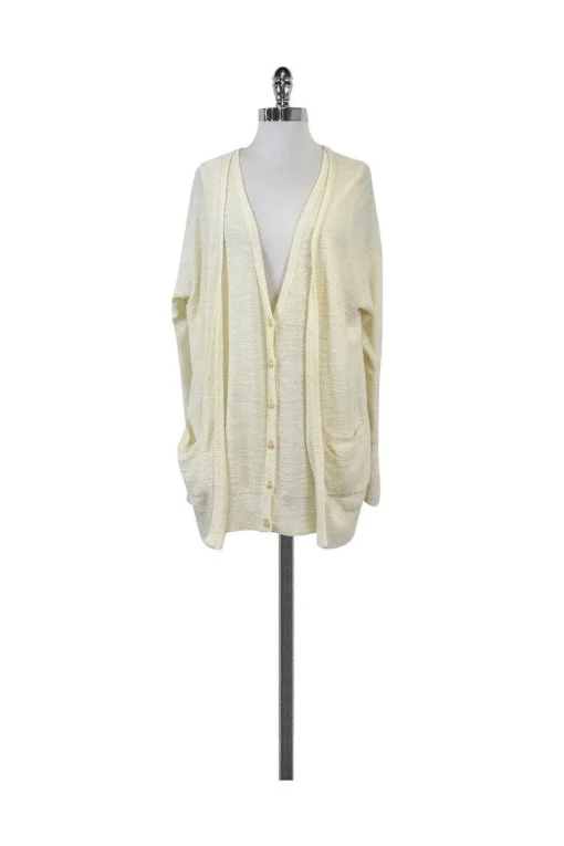 Tracy Reese - Cream Textured Double Placket Cardigan Sz S