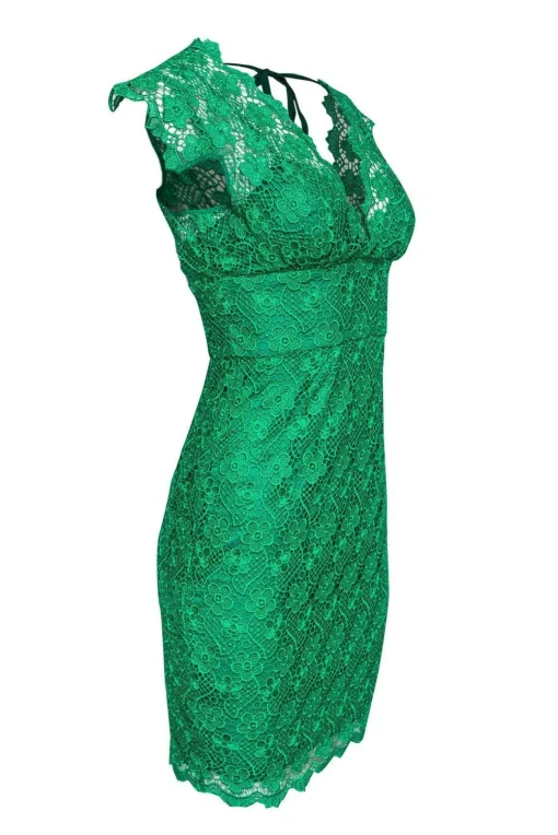 Tracy Reese - Green Floral Lace Sheath Dress Sz 2