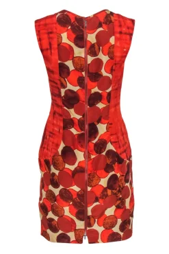 Tracy Reese - Orange Circle Print Cap Sleeve Silk Sheath Dress Sz 4