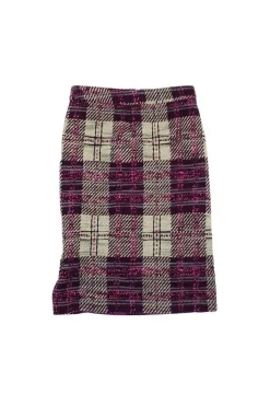 Tracy Reese - Purple, Cream, & Pink Tweed Plaid Skirt Sz 4