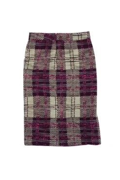 Tracy Reese - Purple, Cream, & Pink Tweed Plaid Skirt Sz 4