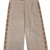 Trina Turk - Beige Wide Leg Cropped Pants w/ Beaded Trim Sz 2