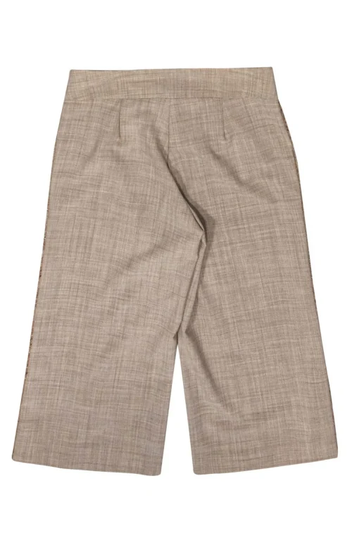 Trina Turk - Beige Wide Leg Cropped Pants w/ Beaded Trim Sz 2