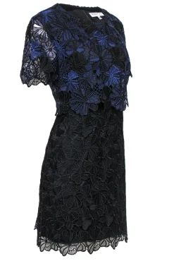 Trina Turk - Black & Blue Lace "Caterina" Layered Cocktail Dress Sz 10