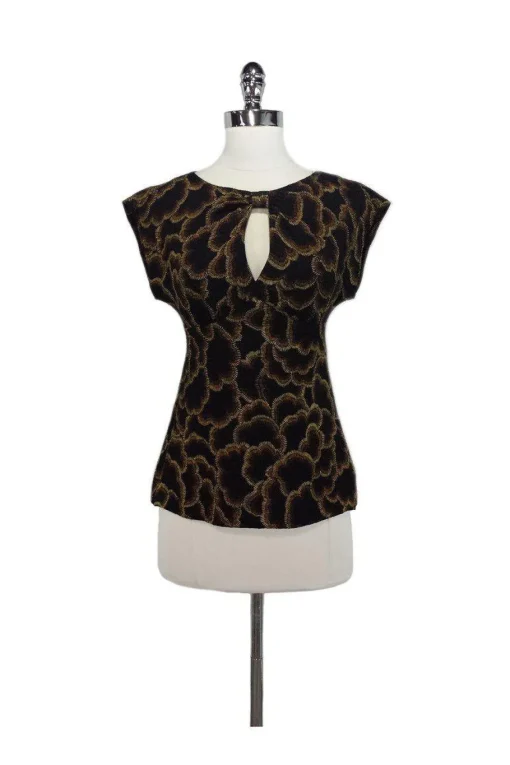 Trina Turk - Black & Brown Silk Blouse Sz P