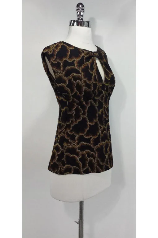 Trina Turk - Black & Brown Silk Blouse Sz P