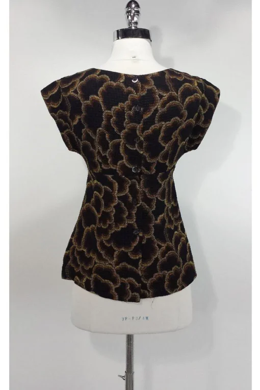 Trina Turk - Black & Brown Silk Blouse Sz P