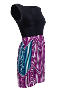 Trina Turk - Black & Multicolored Sheath Dress Sz 0