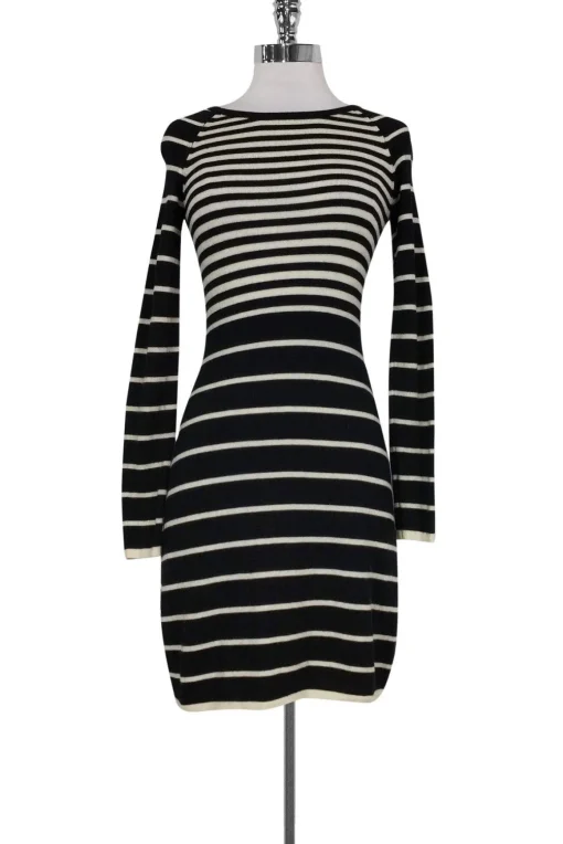 Trina Turk - Black & White Wool Striped Dress Sz P