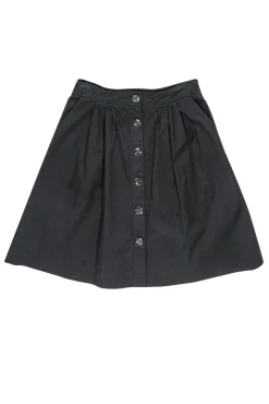 Trina Turk - Black Pleated Button-Up A-Line Skirt Sz S
