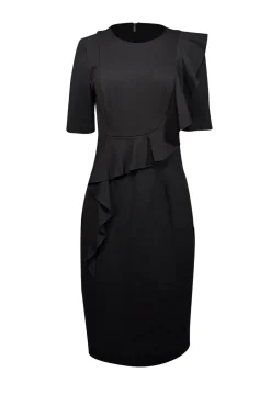 Trina Turk - Black Ruffled Front Sheath Dress Sz 6