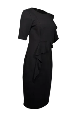Trina Turk - Black Ruffled Front Sheath Dress Sz 6
