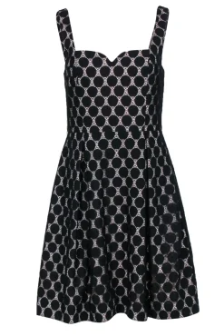 Trina Turk - Black Sleeveless Circle Overlay A-Line Dress Sz M