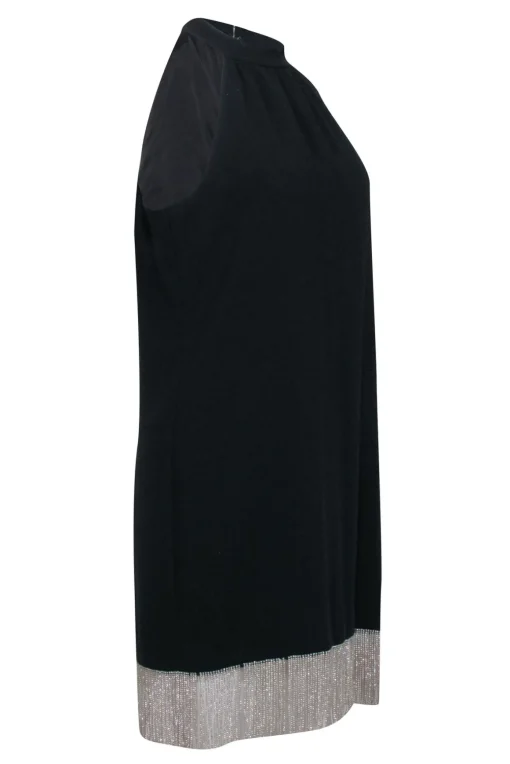 Trina Turk - Black Sleeveless Sheath Dress w/ Rhinestone Trim Sz M