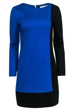 Trina Turk - Blue & Black Color Block Long Sleeve Dress Sz 4
