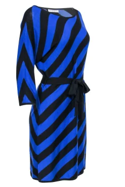Trina Turk - Blue & Black Stipe Knit Dress Sz L
