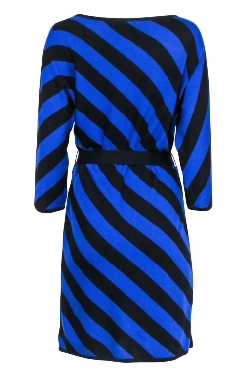 Trina Turk - Blue & Black Stipe Knit Dress Sz L