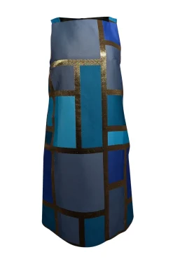 Trina Turk - Blue & Gold Colorblock Sleeveless Shift Dress Sz 2